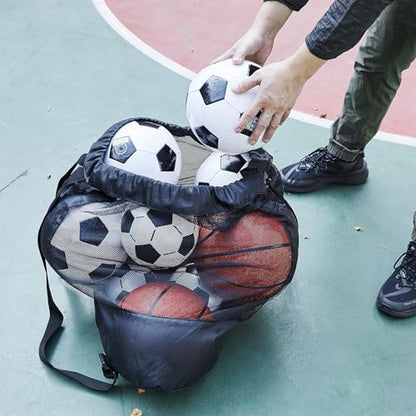 2 Pack Heavy Duty Soccer Ball Bag,Volleyball Ball Bag with Adjustable Strap,soccer Ball Bags for Coaches, Mesh Ball Bag for Holding Basketball, Volleyball, Baseball, Swimming Gear - color: Black-S