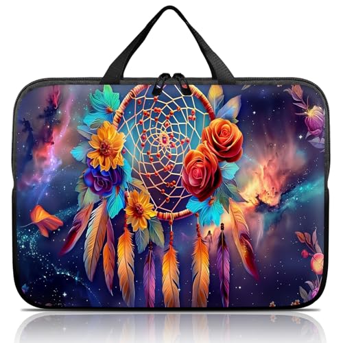 14 15 15.4 15.6 inch Laptop Handle Bag Computer Bag, Pouch Holder Notebook Sleeve Cover Soft Case Compatible for Dell,Lenovo,Toshiba HP, Asus Notebook-Glowing Dream Catcher - color: Glowing Dream Catcher