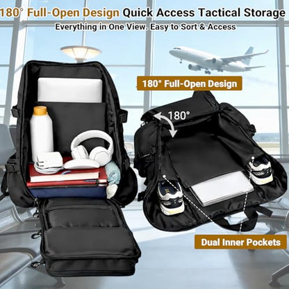 kokkoya 40l Slim Tactical Backpack with Laptop Compartment Molle System Webbing Lightweight Bag for Men Travel Hiking Camping Everyday Carry 17 inch Laptop Black - color: Black