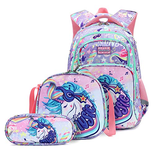 3Pcs Boys Dinosaur Backpack Set with Lunch Box Pencil Case, School Book Bag for Kids Elementary Preschool 1 - color: Unicorn Blue