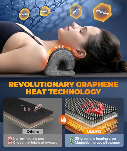 Graphene Magnetic Neck Stretcher for Deeper Pain Relief, Instant Heating Pad Cervical Traction Device Pillow, Neck Cloud for TMJ Tension Muscle Migraine, Christmas Gifts for Women, Mom, Men(Gray) - color: Gray