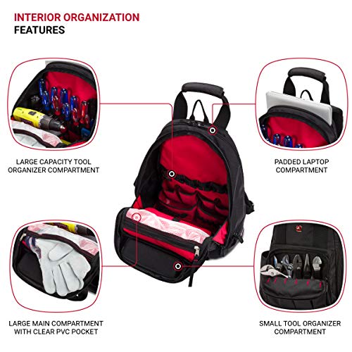 SwissGear Tool Bag Backpack, Fits Up to 15-Inch Laptop, Work Pack, Black - color: Black, size: Medium
