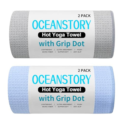 2 Pack Hot Yoga Towel with Grip Dot, Non-Slip Mat Towel,Yoga Mat Towe Sweat Absorbent Towel for Hot Yoga,Bikram, Pilates