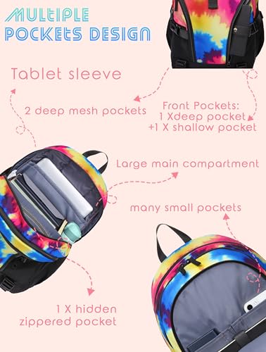 BLUEFAIRY High School Backpack for Girls Boys Middle School Bookbag for Kids Back to School Bag for College with Large Compartment Casual Daypack Mochilas para Niñas Adolescentes 18" Black Rose - color: Black / Rose
