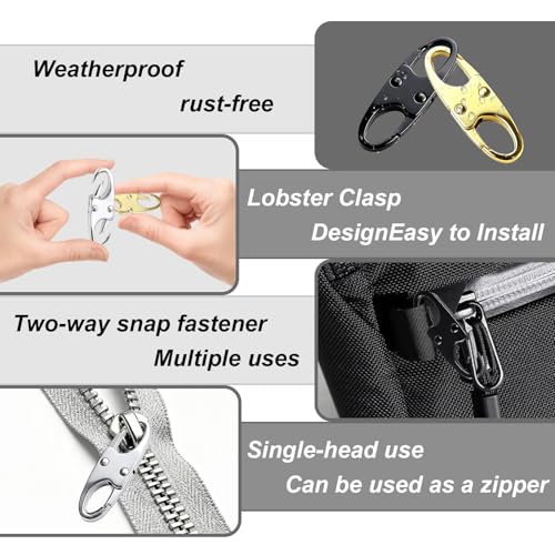 Zipper Clips Anti Theft, Double Opening Small S Carabiner, Zipper Pull Replacement, for Backpack Purse Luggage Suitcase - color: Silver + Gray + Gold