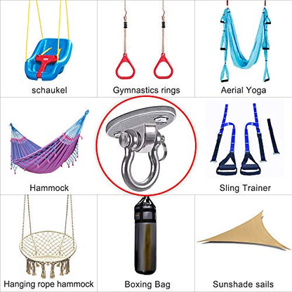 2Pack Heavy Duty Swing Hanger 180° Ceiling Swing Mount 1000 LBS Capacity Heavy Bag Hanger Hanging Chair Mount Swingset Hardware for Hammock Chairs, Porch Swings, Gymnast Ring