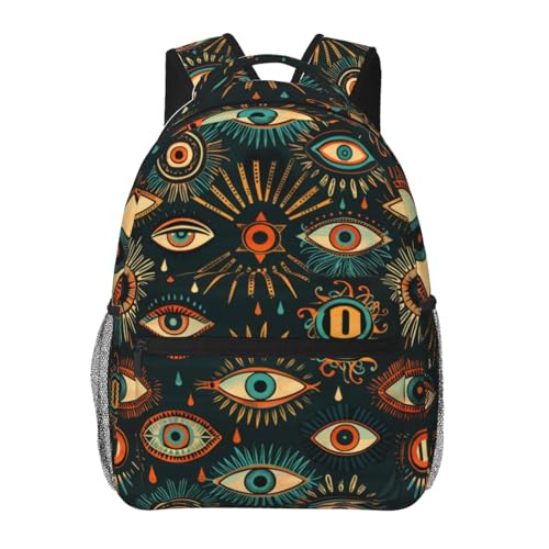 Mystic Eye Backpack with Cushioned Straps for Laptop Tablet,11.4×5.9×15.7in,Abstract Colorful Art Back Pack for Travel School,Multi-Pocket Storage Bookbag,Ideal Gifts for Teens Men Women - color: Eye