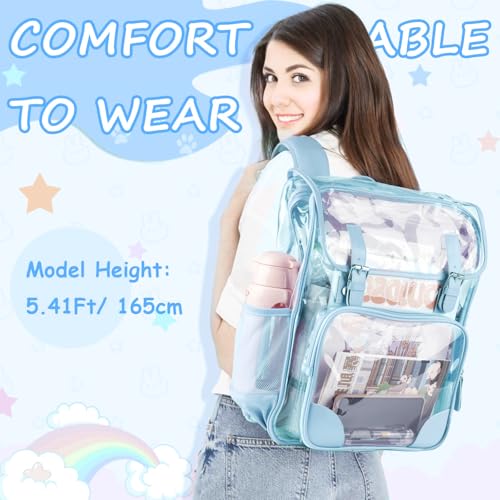 Clear Backpack,Heavy Duty Waterproof Clear Bookbag for School College Work Travel Security - Blue - color: Refined Blue