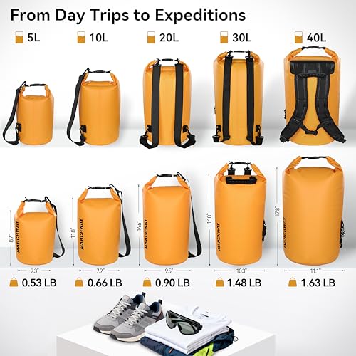 MARCHWAY Floating Waterproof Dry Bag Backpack 5L/10L/20L/30L/40L, Roll Top Sack Keeps Gear Dry for Kayaking, Rafting, Boating, Swimming, Camping, Hiking, Beach, Fishing - color: Deep Yellow, size: 10L