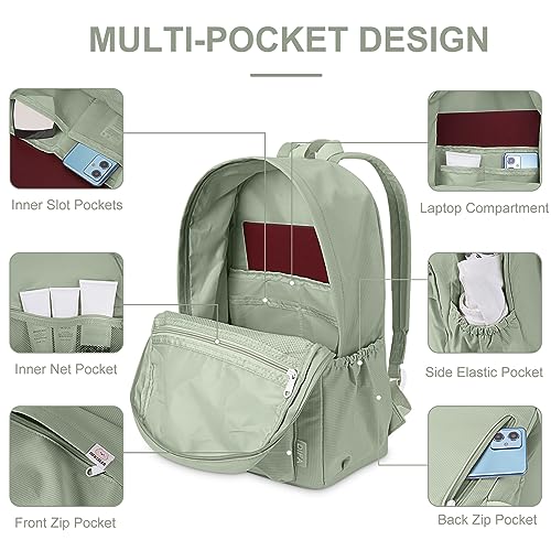 YFGBCX Cute Aesthetic Backpack for Women Solid Color Backpacks Lightweight Classic Backpack for Women Laptop Backpacks - color: Green