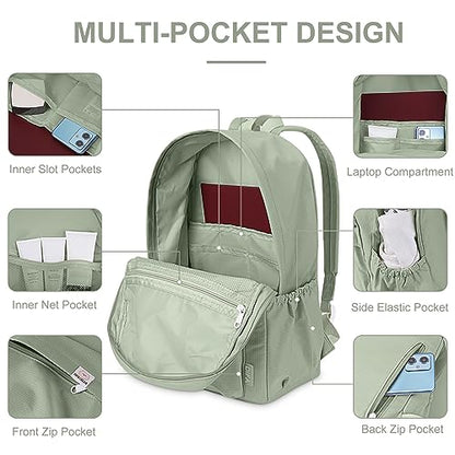 YFGBCX Cute Aesthetic Backpack for Women Solid Color Backpacks Lightweight Classic Backpack for Women Laptop Backpacks - color: Green