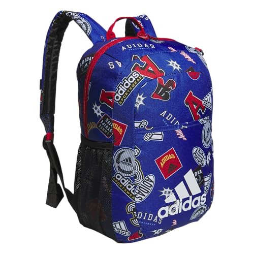adidas Ready Small Backpack for women and men, durable laptop bag for work - color: Rec League Team Royal Blue/White/Better Scarlet