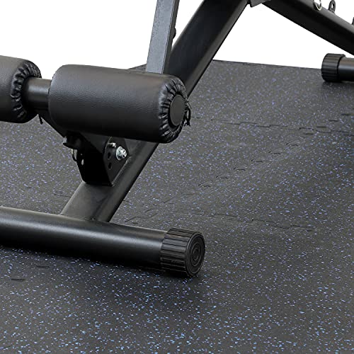 Xspec 1/2" Thick 48 sq ft (12 Tiles) Interlocking Rubber Top EVA Foam Exercise Mat | Home Gym Mats Workout Flooring Tiles for Gyms, Fitness Rooms | Durable Grip Protective Flooring, Black/Blue