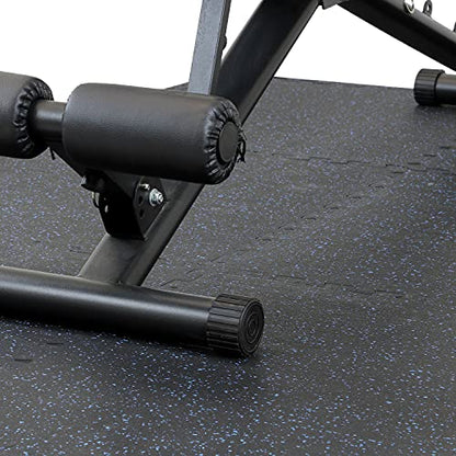 Xspec 1/2" Thick 48 sq ft (12 Tiles) Interlocking Rubber Top EVA Foam Exercise Mat | Home Gym Mats Workout Flooring Tiles for Gyms, Fitness Rooms | Durable Grip Protective Flooring, Black/Blue