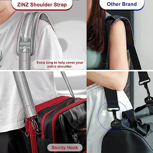 ZINZ 74" Shoulder Strap with Fixed Pad and Dual Balanced Buckles，Gray Silver Jacquard - color: Gray Silver Jacquard