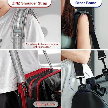 ZINZ 74" Shoulder Strap with Fixed Pad and Dual Balanced Buckles，Gray Silver Jacquard - color: Gray Silver Jacquard