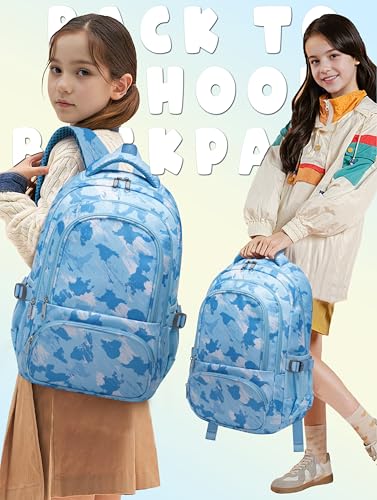 BLUEFAIRY Kids Backpacks for Boys Girls Ages 6-8 8-12 Elementary Middle School Backpack 17 Inch Back to School Bookbag with Laptop Compartment Mochilas Escolares para Niños Niñas (Blue) - color: Blue