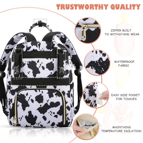 Tenot Baby Diaper Bag Backpack, Travel Diaper Bags for Baby Girl Boy Large Capacity Baby Bag Backpack for Women Cow Print - color: Cow Print