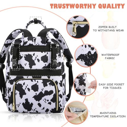 Tenot Baby Diaper Bag Backpack, Travel Diaper Bags for Baby Girl Boy Large Capacity Baby Bag Backpack for Women Cow Print - color: Cow Print