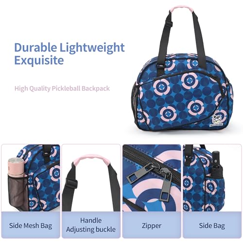 Boulder Bee Pickleball Tote Bag for Women with Paddle Holder - color: Dark blue