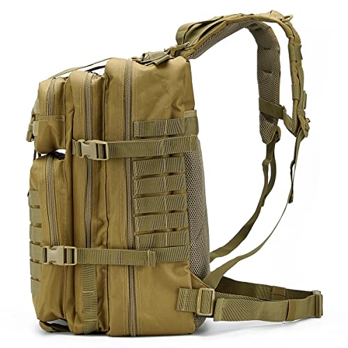 QT&QY 45L Military Tactical Backpacks For Men Camping Hiking Trekking Daypack Bug Out Bag Lage MOLLE 3 Day Assault Pack - color: 1.0 Tan