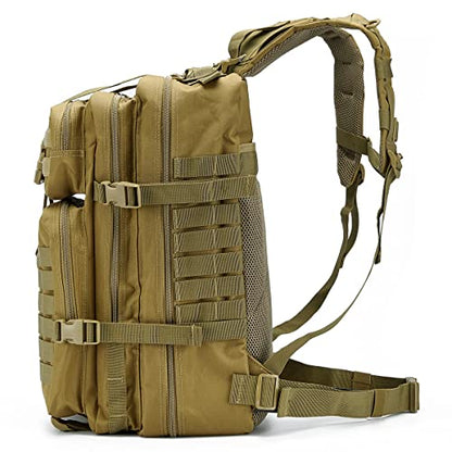 QT&QY 45L Military Tactical Backpacks For Men Camping Hiking Trekking Daypack Bug Out Bag Lage MOLLE 3 Day Assault Pack - color: 1.0 Tan