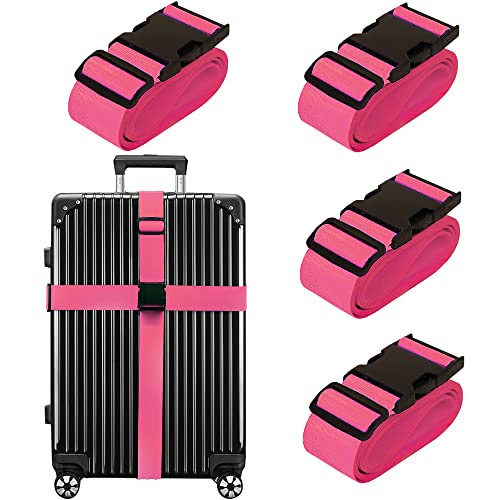 Luggage Straps for Suitcases TSA Approved Travel Belt 4 Pack by Chelmon (Rose Red) - color: Rose Red