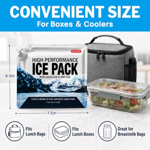 Reusable Ice Packs for Lunch Box Long Lasting Slim Gel Freezer Packs for Cooler Bag Cooler Backpack, Keeps Food Cold Fresh for Work & School & Travel(6.5"x7.5"x4P) - size: Small-4pk