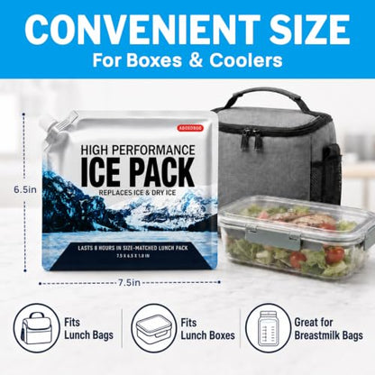 Reusable Ice Packs for Lunch Box Long Lasting Slim Gel Freezer Packs for Cooler Bag Cooler Backpack, Keeps Food Cold Fresh for Work & School & Camping & Outdoor Gear(6.5"x7.5"x5P) - size: Small-5pk