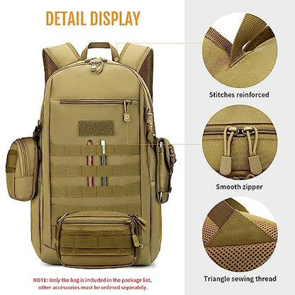 HUNTVP 10L/20L/30L Tactical Backpack Military MOLLE Backpack Rucksack Gear Tactical Assault Pack for Hunting Camping Trekking (30L-Dark Brown) - color: Dark Brown, size: 30L