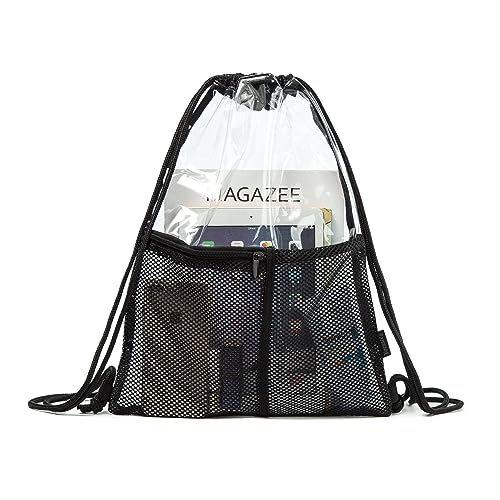 BORMELUN Clear Drawstring Backpack - Stadium Approved String Cinch Bag for Gym, Concerts, Clear Bag with Adjustable Straps Transparent