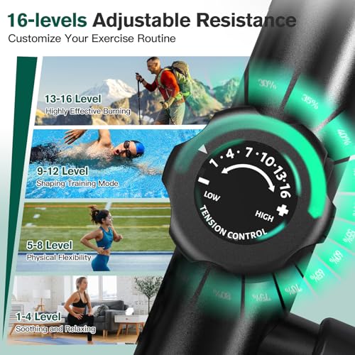 pooboo Elliptical Machine, Elliptical Exercise Machine with 16-Level Resistance&Quiet Magnetic Driving System, Elliptical Machine for Home with LCD Monitor - color: 15.5IN-Stride Black