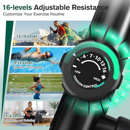 pooboo Elliptical Machine, Elliptical Exercise Machine with 16-Level Resistance&Quiet Magnetic Driving System, Elliptical Machine for Home with LCD Monitor - color: 15.5IN-Stride Black