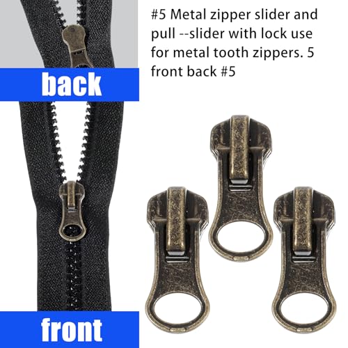 41 Pcs Zipper Repair Kit Black Separating Jacket Zippers Universal Replacement Slider Kit Metal Zippers Retainer Box Top Stop Bottom Replacement Zipper Fix Repair Tool for Jacket Coat Boot Backpack