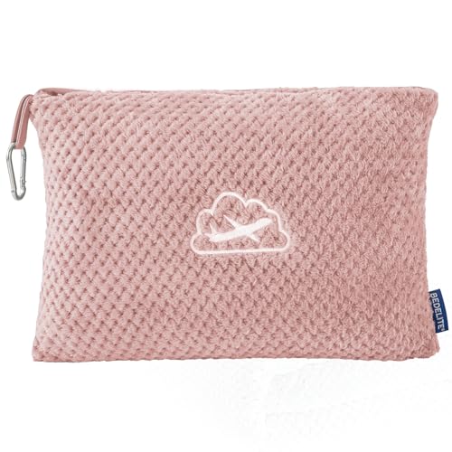 BEDELITE Travel Blanket with Bag, Ultra-Soft Jacquard Fleece Blanket with Luggage Sleeve & Backpack Clip, Airplane Blanket Travel Essentials, Pink - color: Pink