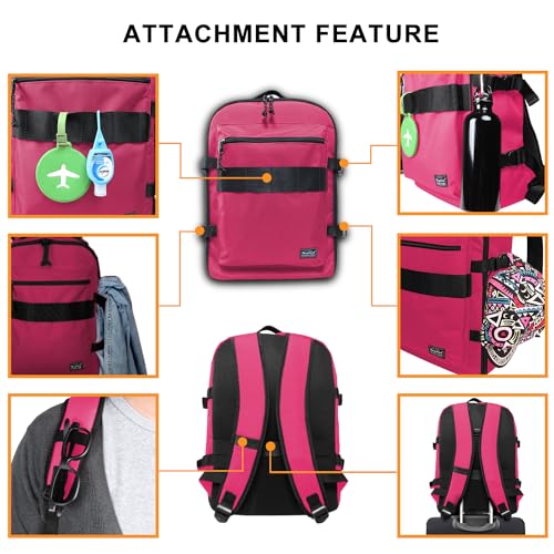 Travel Backpack 17L Lightweight Casual Small Carry-on Daypack 15-inch Laptop Notebook, Underseat Overnight Weekender, Rasberry - color: Rasberry