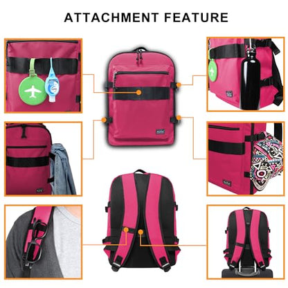 Travel Backpack 17L Lightweight Casual Small Carry-on Daypack 15-inch Laptop Notebook, Underseat Overnight Weekender, Rasberry - color: Rasberry