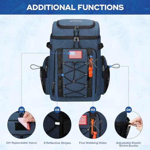 Maelstrom 35/50 Can Insulated Backpack Cooler, Leakproof Soft Lunch Ice Bag - color: Blue, size: 50 Can