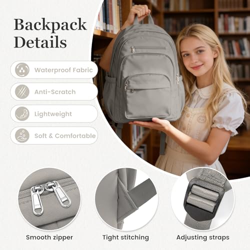 College Backpack For Women Men,Lightweight High School Bag,School Backpack With Lots Of Pockets,Cute Bookbag For Teens Boys Girls,Casual Daypack Backpack For School(Gray Brown) - color: A3-gray Brown