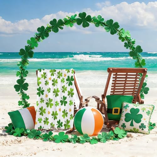 St. Patrick's Day Shamrock Beach Towel, Green Clover Irish Quick Dry Sand Free Absorbent Bath Towel, Microfiber Lightweight Towel Pool Travel Camping Gym Swim 30x60 Inch/ 77X153cm - color: Shamrock