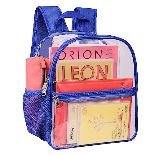 Clear Backpack for Stadium Events, 12x12x6 Small Clear Plastic bag with Reinforced Straps for Game Security Festival Concert - color: Blue