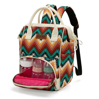 Montana West Wrangler Aztec Callie Diaper Bag Backpack with Stroller Straps Multifunction Baby Travel Bag WG2211-9110TN - color: Classic Tan