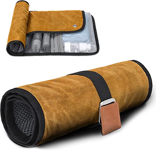 Toiletry Bag for Men, Travel Essentials Travel Toiletry Bag, Water-Resistant Compact Bathroom Roll Organizer for Hygiene, Shaving kit, Gifts for men (2.Khaki Yellow (Waxed Canvas)) - color: 2.Khaki Yellow (Waxed Canvas)