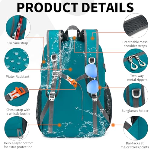 35L Lightweight Packable Backpack – Durable Foldable Daypack for Travel, Hiking, and Gym (Green) - color: 35l-green