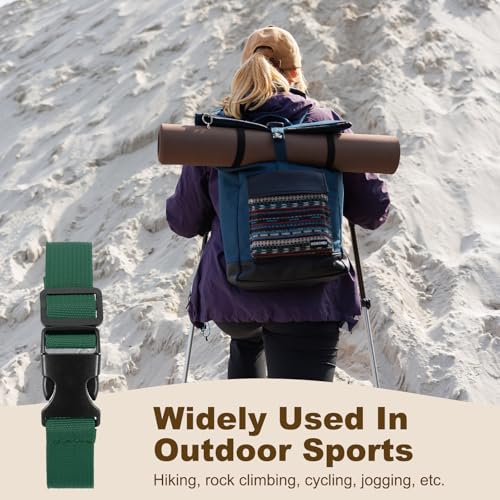 PATIKIL Utility Straps with Quick Release Buckle, (1 Inch x 2 Feet, Dark Green) (3 Pcs) Adjustable Luggage Polyester Straps Backpack Webbing, Suit for Sleeping Bag/Camping/Hiking - color: Dark Green, size: 1 Inch x 2 Feet