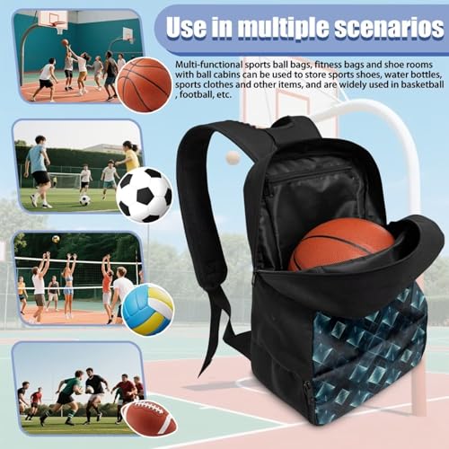 Basketball Backpack With Separate Ball Compartment And Shoes Fit Basketball Volleyball Football - color: Rhombus Pattern
