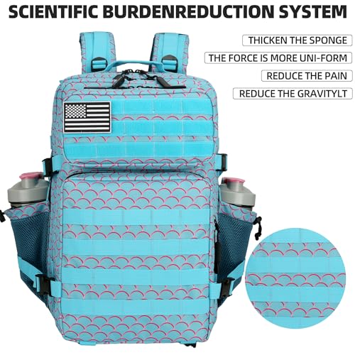 45L Military Tactical Backpack Hiking Backpacks Tactical Gear Camo Back Pack Army Molle Bag Rucksack Fitness Daypack - color: Mermaid