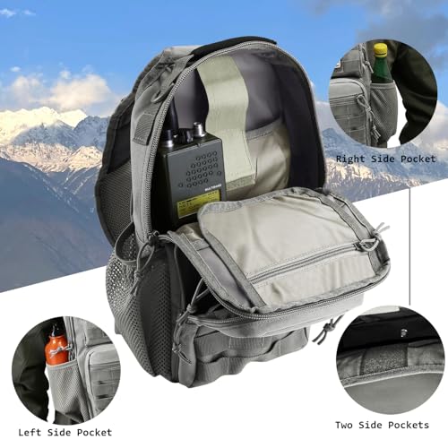 Rover Sling Pack Tactical Shoulder Sling Bag Backpack with Bottle Holder Crossbody Chest Bag, Grey - color: Grey