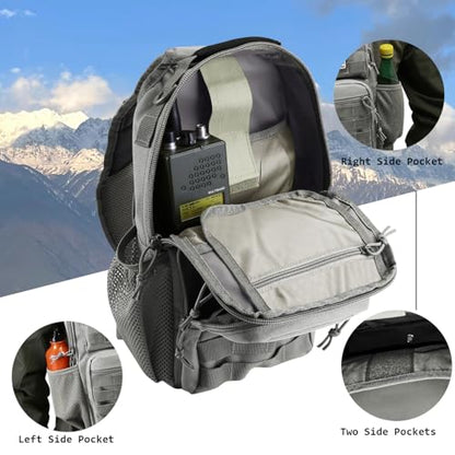 Rover Sling Pack Tactical Shoulder Sling Bag Backpack with Bottle Holder Crossbody Chest Bag, Grey - color: Grey