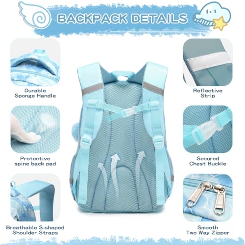 Cusangel Kids school Backpack with lunch bax for Girls,Elementary 6-12years Bookbag nylon large capacity backpack,Daypack - color: Green 3pcs